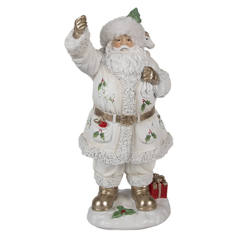 Clayre & Eef Dekofigur „Weihnachtsmann mit Gaben“ aus Polyresin, 14x16x31 cm (6PR4296)
