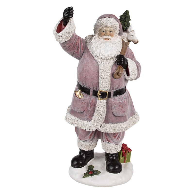 Clayre & Eef Dekofigur „Weihnachtsmann Palast-Skulptur“ aus Polyresin, 24x19x43 cm (6PR4299)