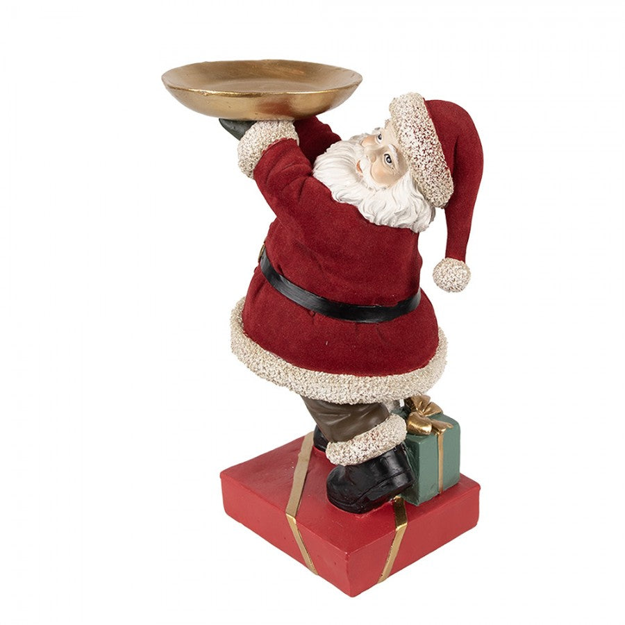 Clayre & Eef Dekofigur „Weihnachtsmann Massiv Grand mit Schale“ aus Polyresin, 17x13x26 cm (6PR4300)