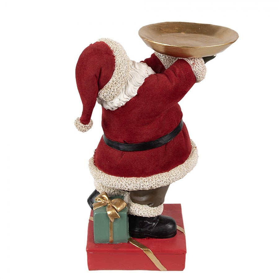 Clayre & Eef Dekofigur „Weihnachtsmann Massiv Grand mit Schale“ aus Polyresin, 17x13x26 cm (6PR4300)
