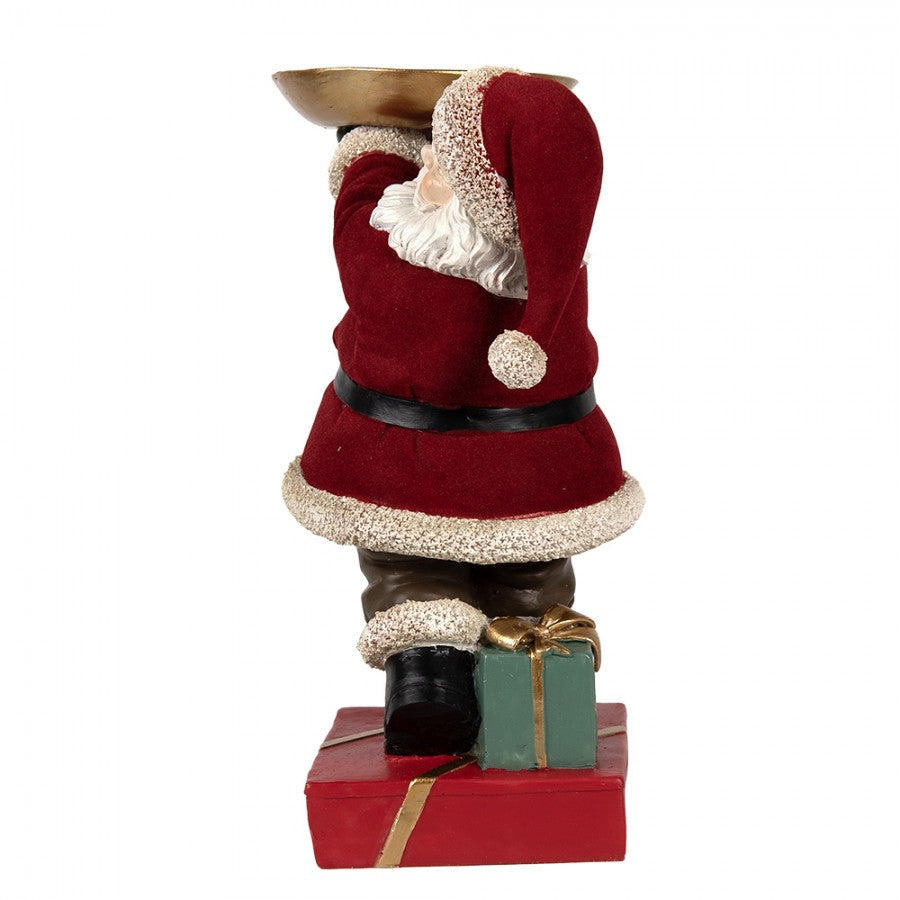 Clayre & Eef Dekofigur „Weihnachtsmann Massiv Grand mit Schale“ aus Polyresin, 17x13x26 cm (6PR4300)