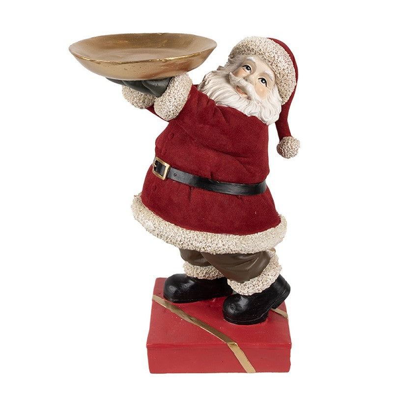 Clayre & Eef Dekofigur „Weihnachtsmann Massiv Grand mit Schale“ aus Polyresin, 17x13x26 cm (6PR4300)