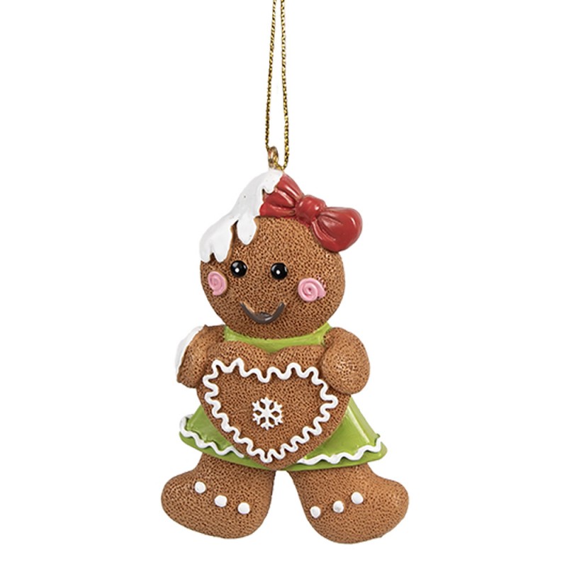 Weihnachtsanhänger Pfefferkuchenmädchen mit Herz Christbaumschmuck Polyresin Bunt 5x1x8 cm von Clayre & Eef (6PR4331)