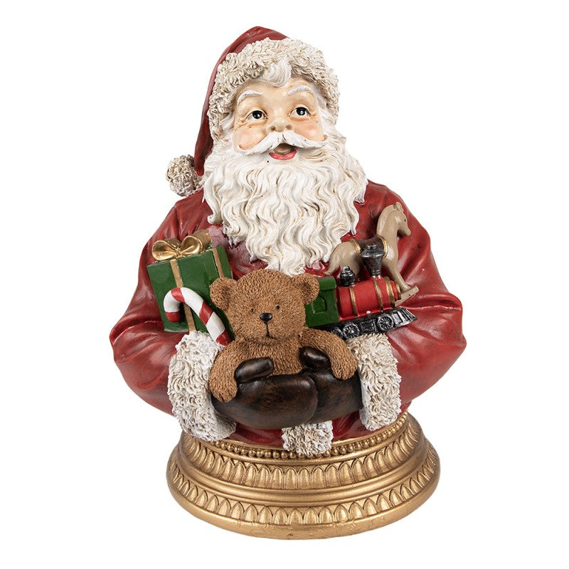 Clayre & Eef Dekofigur „Weihnachtsmann Büste“ aus Polyresin, 22x18x29 cm (6PR4908)