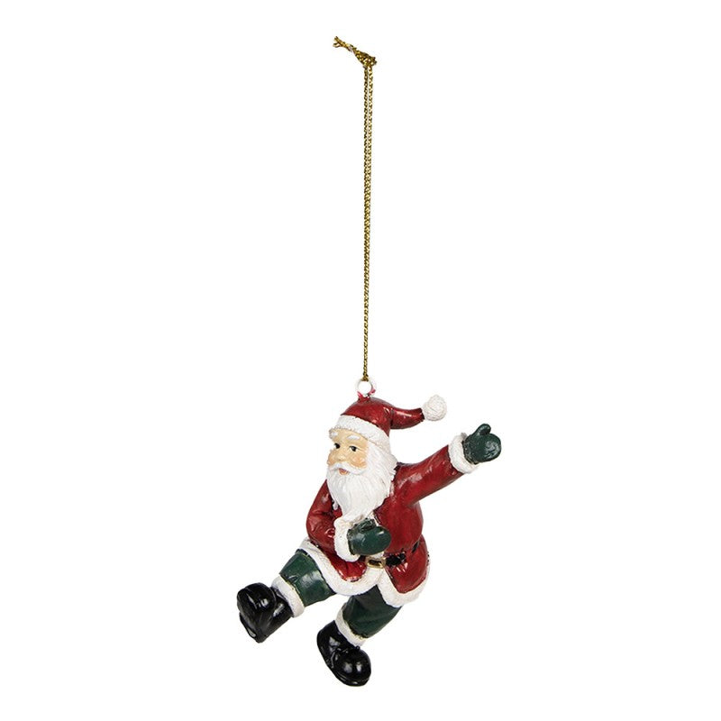 Clayre & Eef Christbaumanhänger „Nikolaus“ aus Polyresin in Rot-Weiß, 5x5x8 cm (6PR4927)