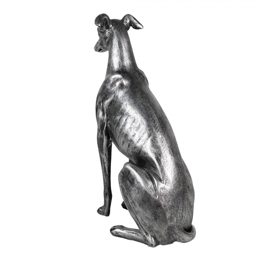 Dekofigur Hund Windhund sitzend Greyhound Statue Polyresin Antiksilber 20x10x30 cm von Clayre & Eef (6PR5068)