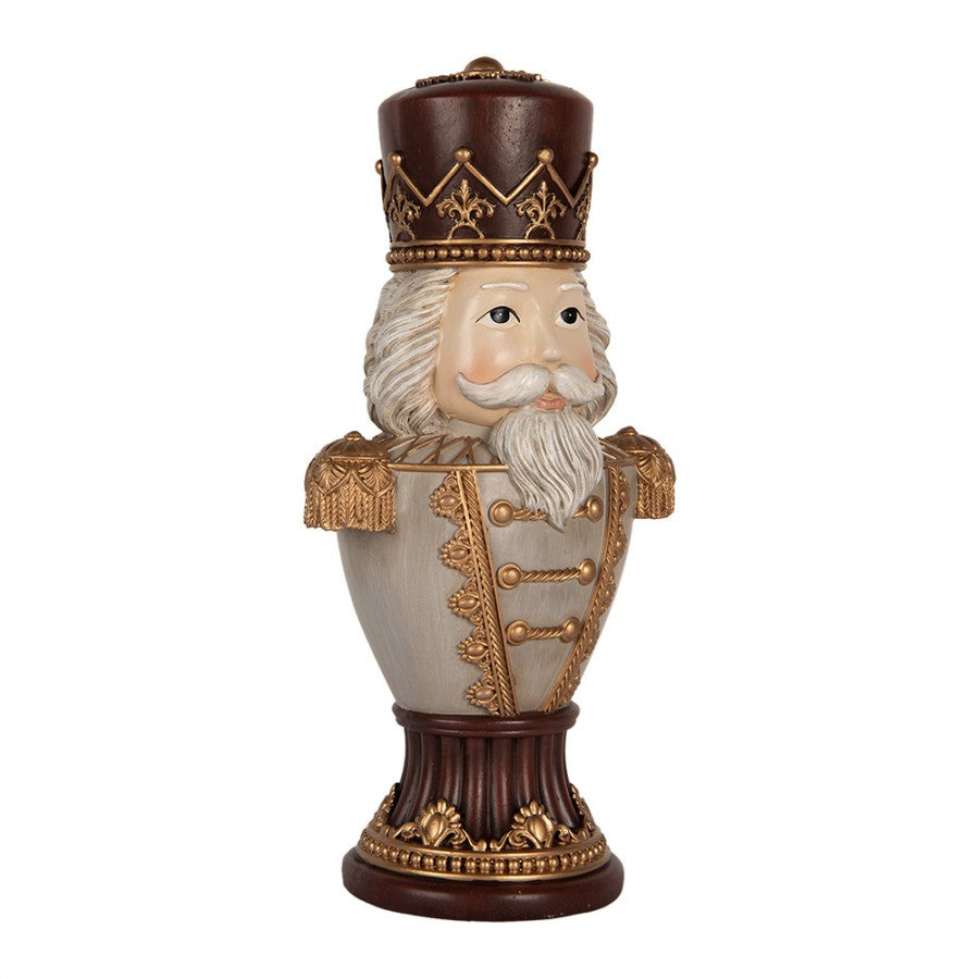 Weihnachtsfigur Nussknacker-Königsbüste Braun-Beige-Gold Polyresin 16x10x30 cm von Clayre & Eef (6PR5365)