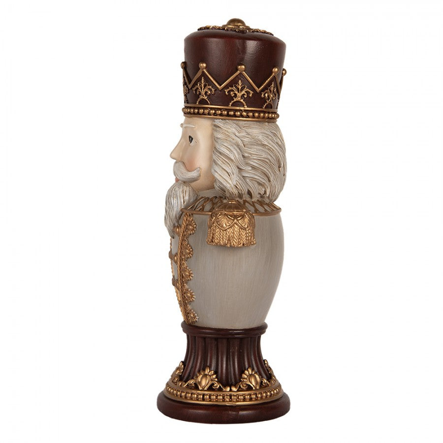 Weihnachtsfigur Nussknacker-Königsbüste Braun-Beige-Gold Polyresin 16x10x30 cm von Clayre & Eef (6PR5365)