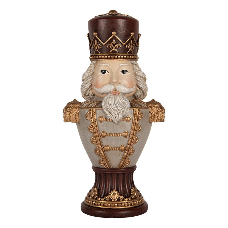 Weihnachtsfigur Nussknacker-Königsbüste Braun-Beige-Gold Polyresin 16x10x30 cm von Clayre & Eef (6PR5365)