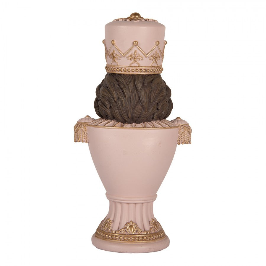 Pastell-Weihnachtsfigur Nussknacker-Königsbüste Rosa-Gold Polyresin 16x10x30 cm von Clayre & Eef (6PR5366)
