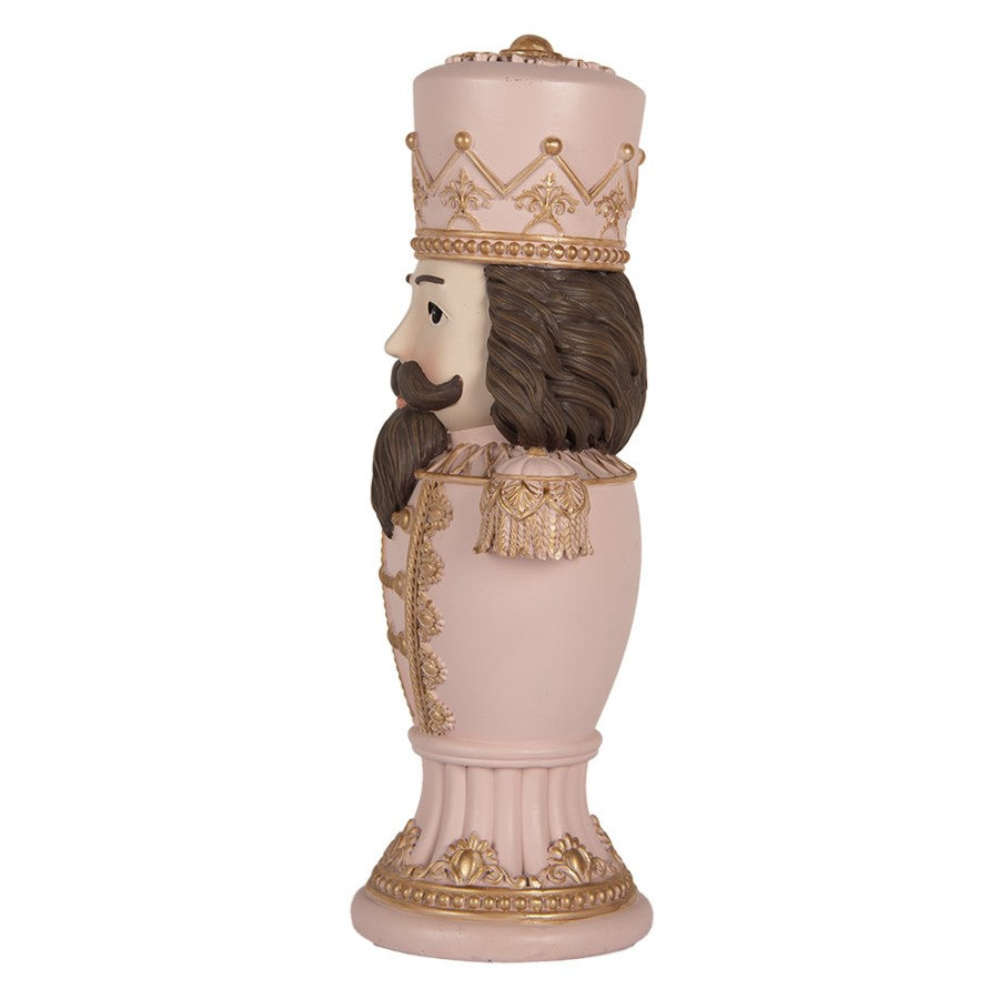 Pastell-Weihnachtsfigur Nussknacker-Königsbüste Rosa-Gold Polyresin 16x10x30 cm von Clayre & Eef (6PR5366)