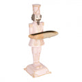 Pastell-Weihnachtsfigur Barocker Nussknacker-Butler mit Tablett Rosa-Gold Polyresin 18x17x40 cm von Clayre & Eef (6PR5368)