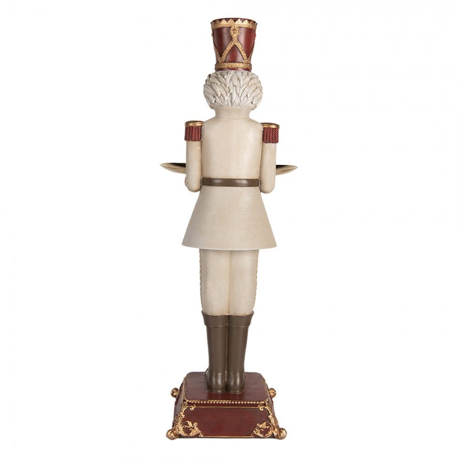 Nostalgische Weihnachtsfigur Barocker Nussknacker-Butler mit Tablett Grau-Gold Polyresin 18x20x61 cm von Clayre & Eef (6PR5388)