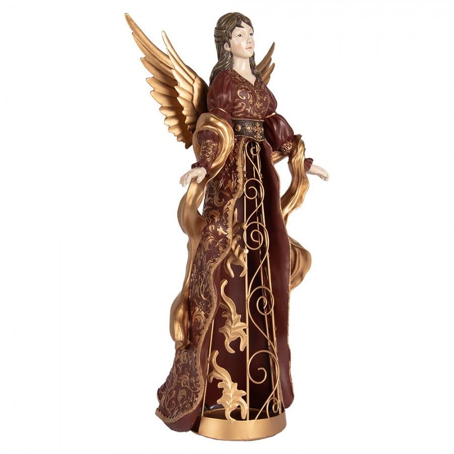 Polyresin- & Metall-Dekorationsfigur Barock-Engel Bordeaux-Gold 22x15x46 cm von Clayre & Eef (6PR5406)