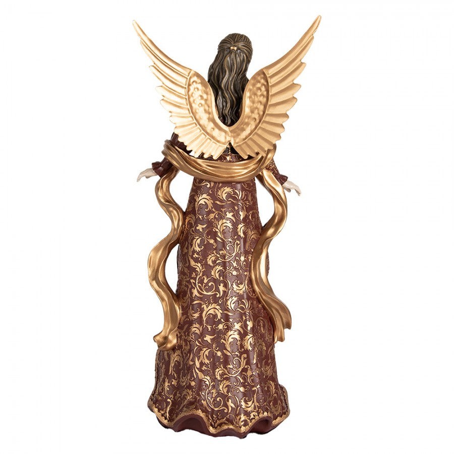Polyresin- & Metall-Dekorationsfigur Barock-Engel Bordeaux-Gold 22x15x46 cm von Clayre & Eef (6PR5406)