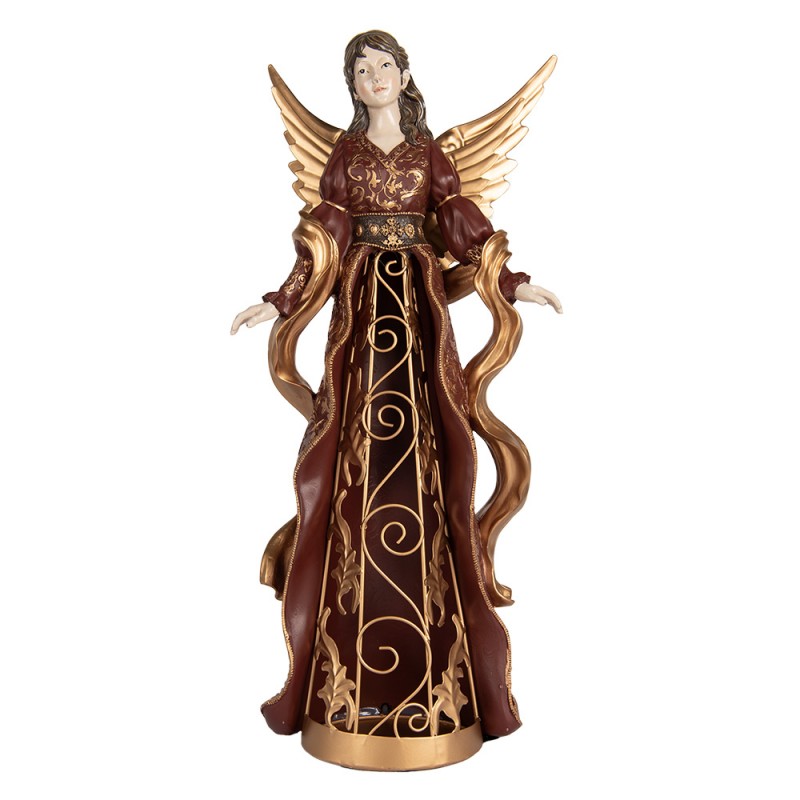 Polyresin- & Metall-Dekorationsfigur Barock-Engel Bordeaux-Gold 22x15x46 cm von Clayre & Eef (6PR5406)