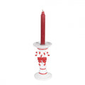 Kerzenständer Zuckerstange & Schleife Weiß-Rot Ø 9x18 cm Polyresin für Stabkerzen von Clayre & Eef (6PR5411)