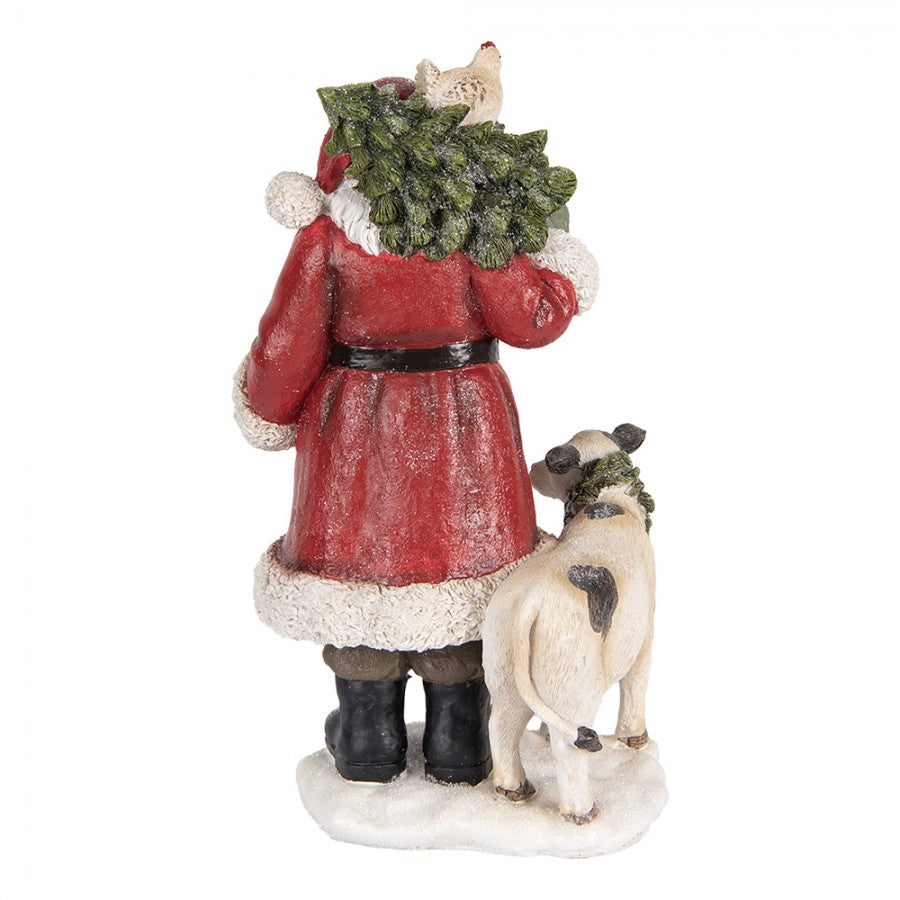Clayre & Eef Dekofigur „Weihnachtsmann mit Fram-Tieren “ aus Polyresin, 17x16x30 cm (6PR5517)