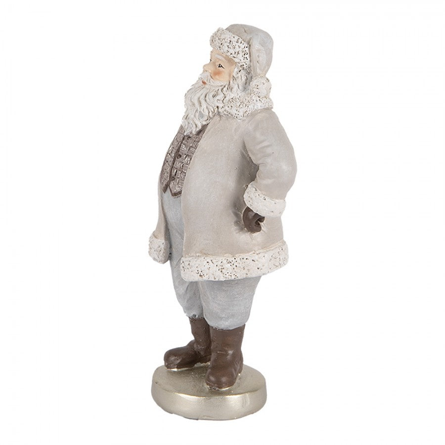 Clayre & Eef Dekofigur „Weihnachtsmann Scandi“ aus Polyresin in Grau-Weiß, 8x6x15 cm (6PR5520)