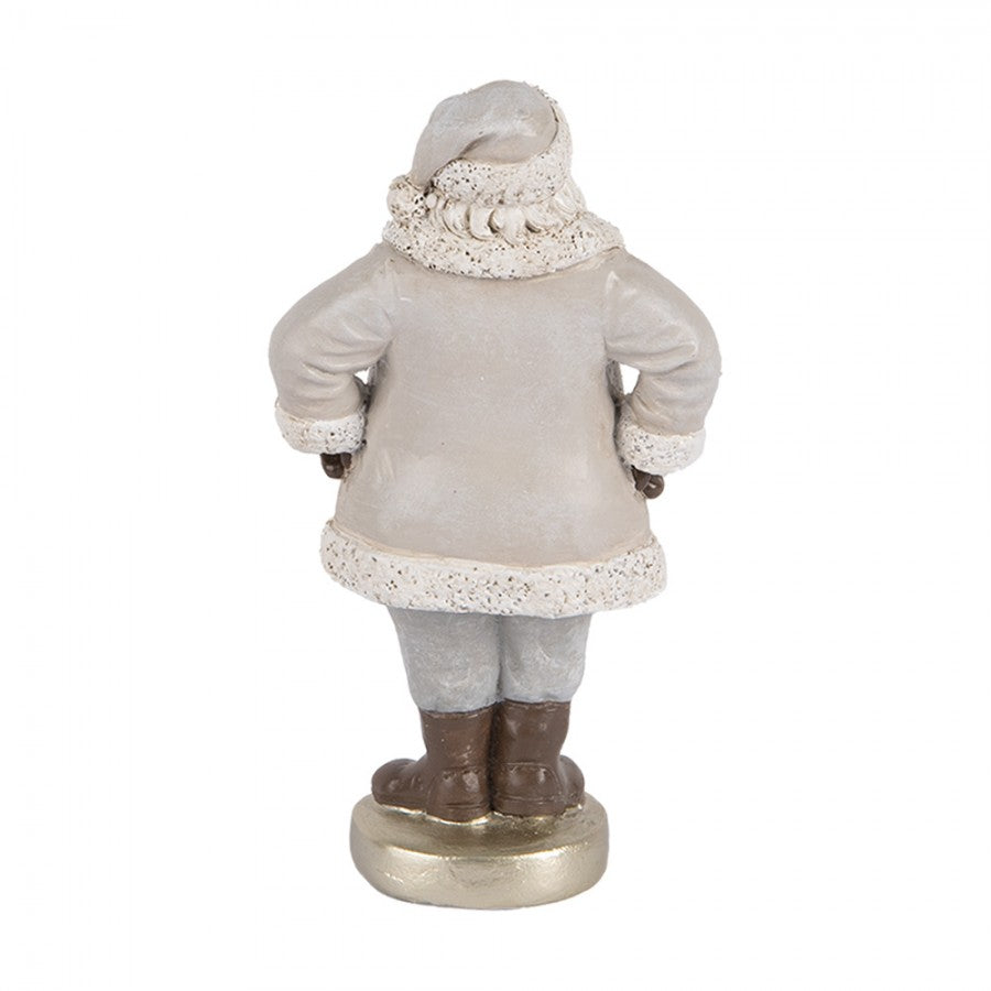 Clayre & Eef Dekofigur „Weihnachtsmann Scandi“ aus Polyresin in Grau-Weiß, 8x6x15 cm (6PR5520)