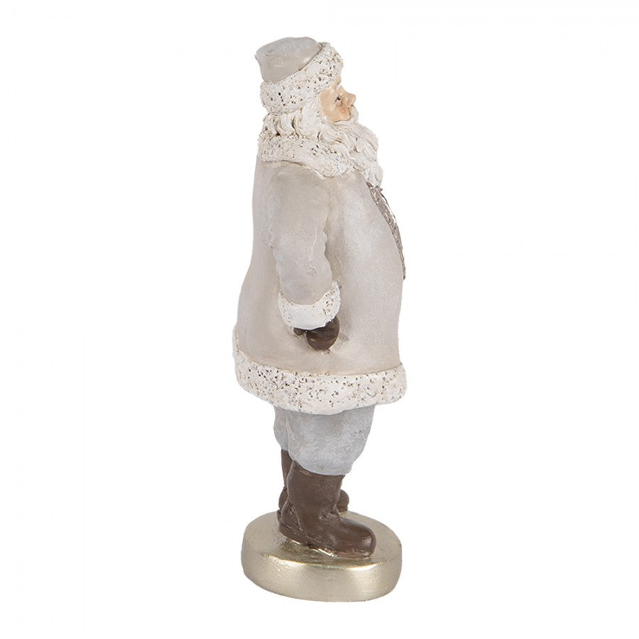 Clayre & Eef Dekofigur „Weihnachtsmann Scandi“ aus Polyresin in Grau-Weiß, 8x6x15 cm (6PR5520)