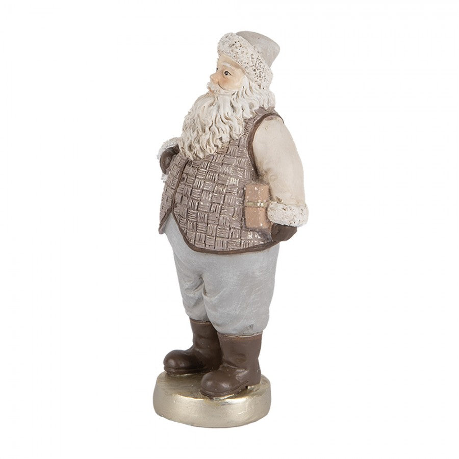 Clayre & Eef Dekofigur „Weihnachtsmann“ aus Polyresin in Beige, 8x6x15 cm (6PR5521)