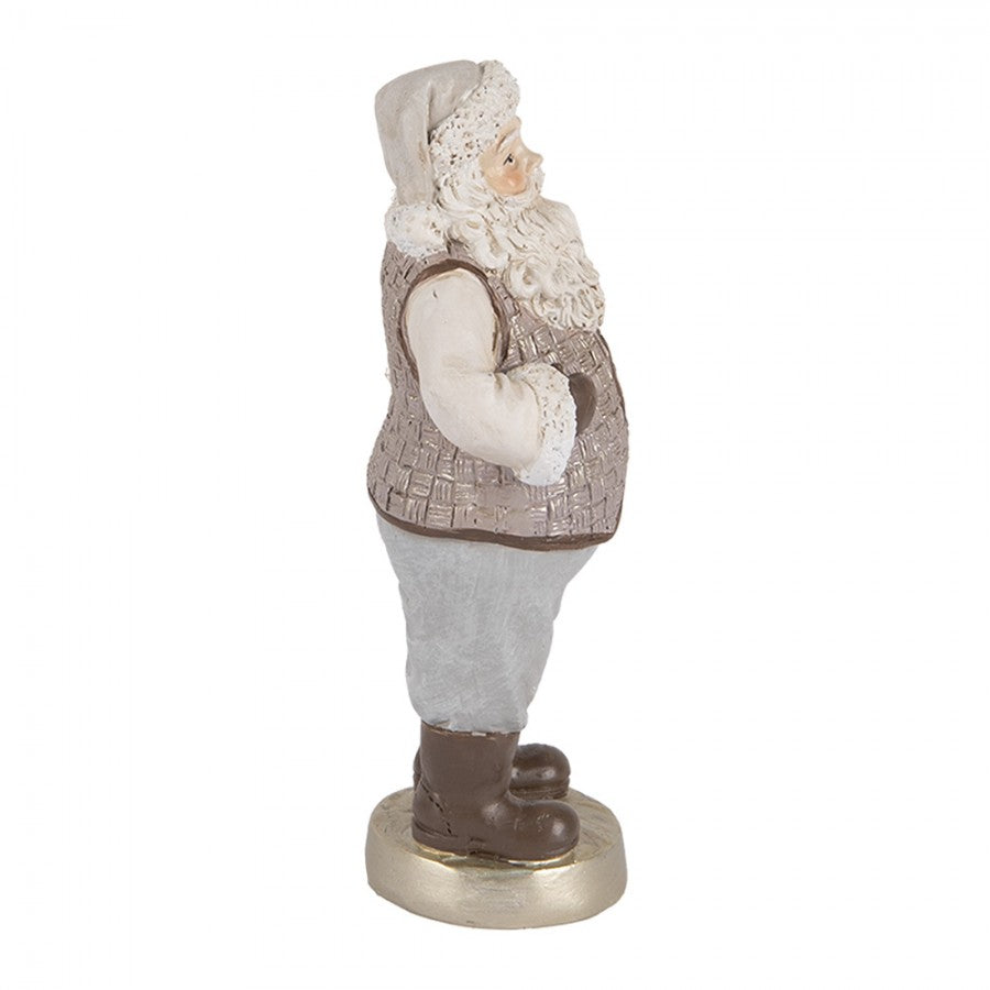 Clayre & Eef Dekofigur „Weihnachtsmann“ aus Polyresin in Beige, 8x6x15 cm (6PR5521)