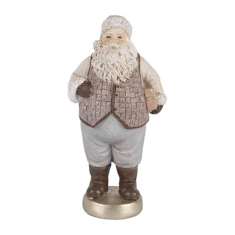 Clayre & Eef Dekofigur „Weihnachtsmann“ aus Polyresin in Beige, 8x6x15 cm (6PR5521)