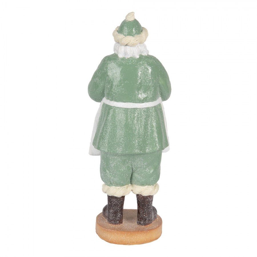 Clayre & Eef Dekofigur „Weihnachtsmann Weihnachtsbäckerei“ aus Polyresin in Grün, 11x11x30 cm (6PR5528)