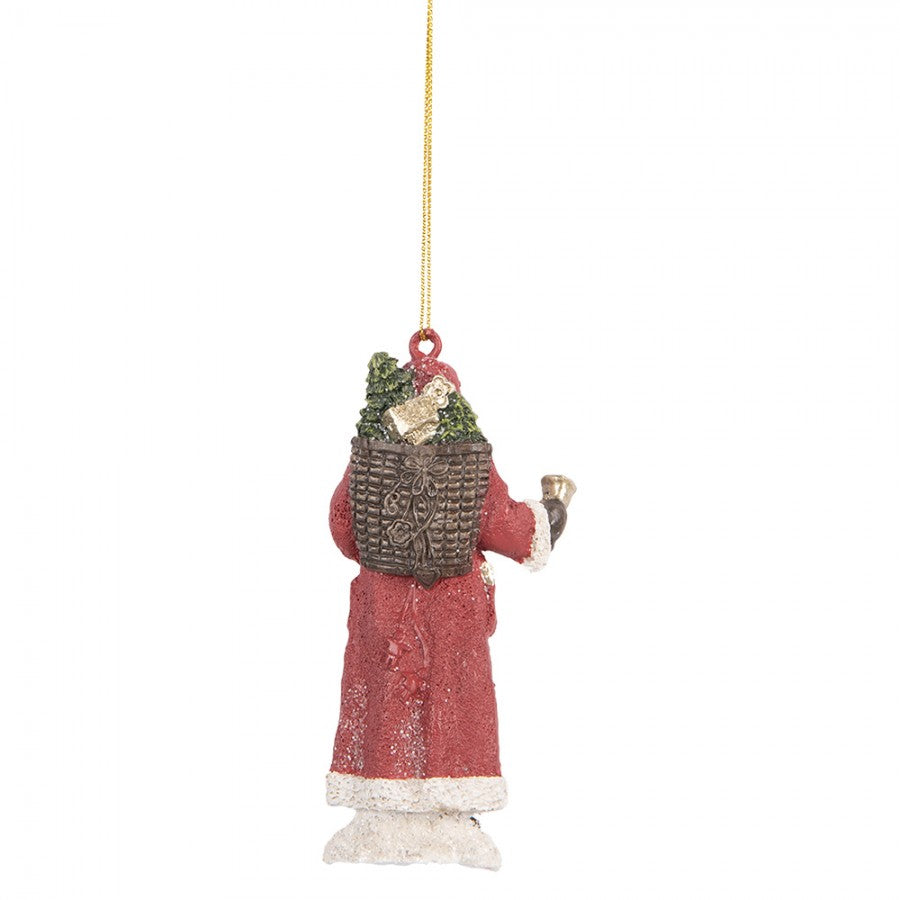 Clayre & Eef Christbaumanhänger „Weihnachtsmann“ aus Polyresin in Rot-Weiß, 5x3x11 cm (6PR5533)