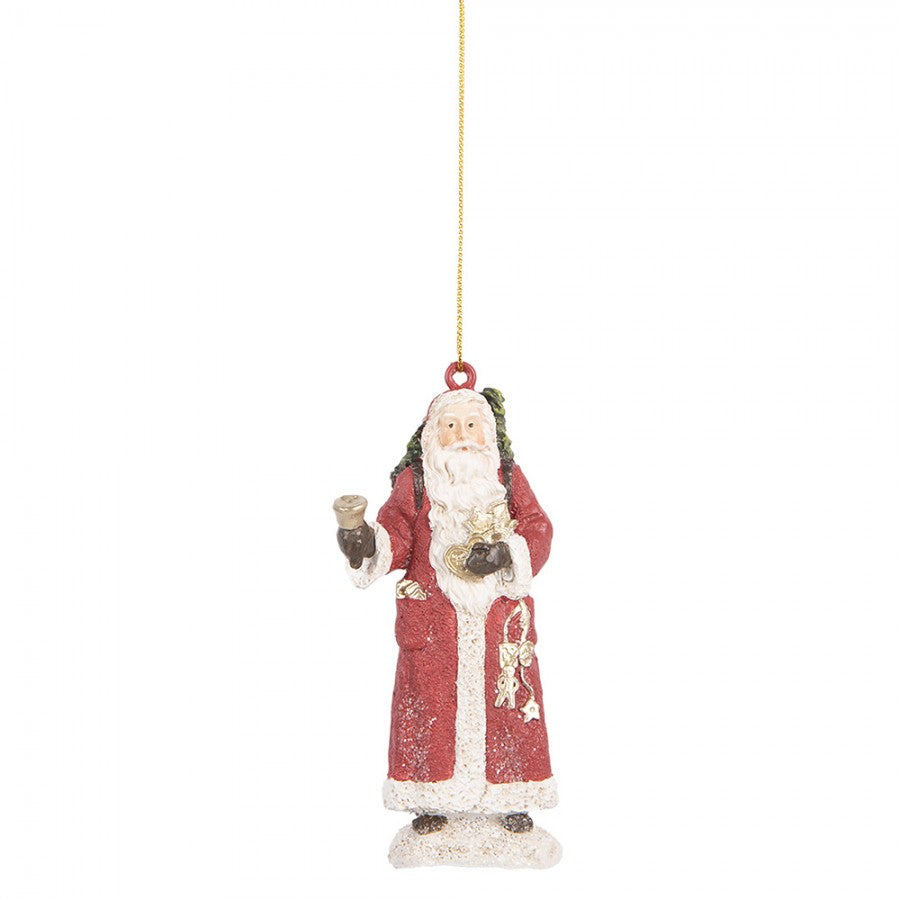 Clayre & Eef Christbaumanhänger „Weihnachtsmann“ aus Polyresin in Rot-Weiß, 5x3x11 cm (6PR5533)
