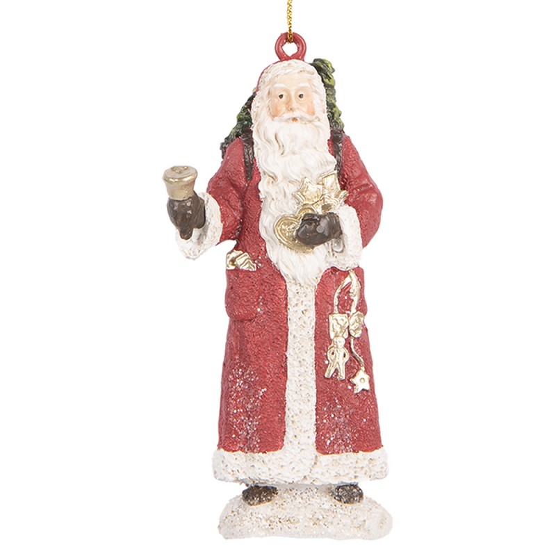 Clayre & Eef Christbaumanhänger „Weihnachtsmann“ aus Polyresin in Rot-Weiß, 5x3x11 cm (6PR5533)