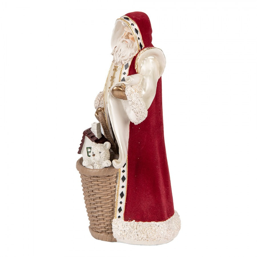 Clayre & Eef Dekofigur „Weihnachtsmann Nostalgie Grand“ aus Polyresin, 15x14x29 cm (6PR5536)