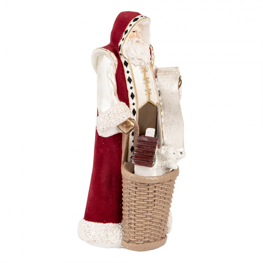 Clayre & Eef Dekofigur „Weihnachtsmann Nostalgie Grand“ aus Polyresin, 15x14x29 cm (6PR5536)