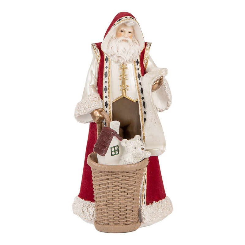 Clayre & Eef Dekofigur „Weihnachtsmann Nostalgie Grand“ aus Polyresin, 15x14x29 cm (6PR5536)