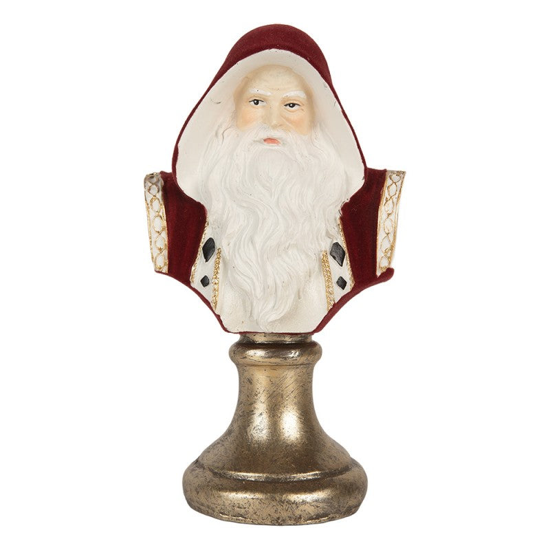 Clayre & Eef Dekobüste „Weihnachtsmann Porträt“ aus Polyresin in Rot-Weiß, 9x7x15 cm (6PR5537)