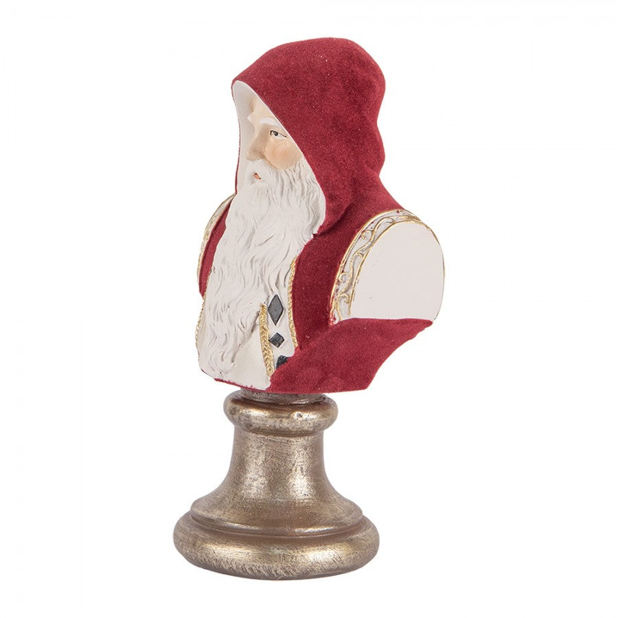 Clayre & Eef Dekobüste „Weihnachtsmann Grand“ aus Polyresin in Rot-Weiß, 10x9x19 cm (6PR5538)