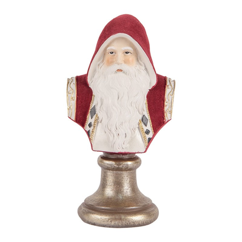 Clayre & Eef Dekobüste „Weihnachtsmann Grand“ aus Polyresin in Rot-Weiß, 10x9x19 cm (6PR5538)