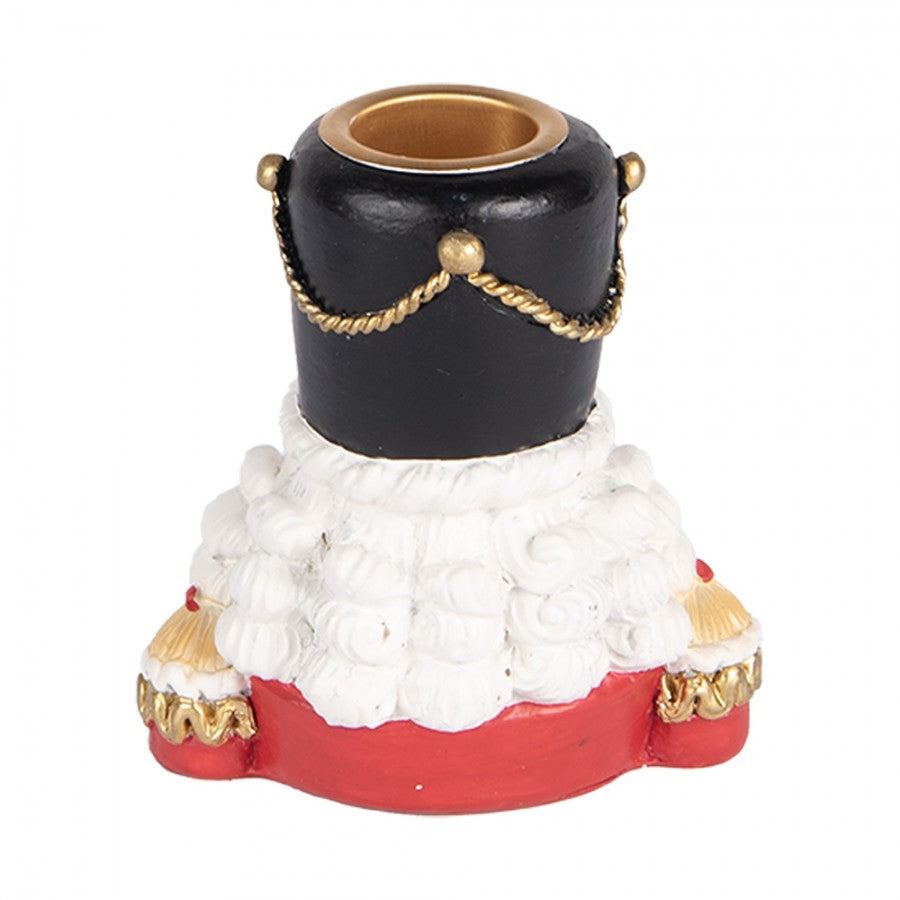 Kerzenständer Nussknacker-Büste Rot-Schwarz 8x6x9 cm Polyresin für Stabkerzen von Clayre & Eef (6PR5540)
