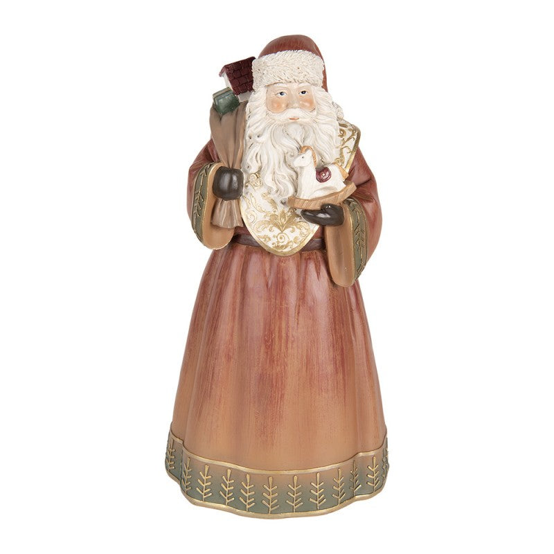 Clayre & Eef Dekofigur „Weihnachtsmann Palast-Grandeur“ aus Polyresin, 20x18x39 cm (6PR5544)