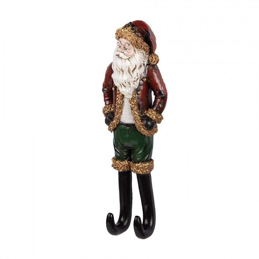 Clayre & Eef Wandrelief „Weihnachtsmann Wand-Garderobe“ aus Polyresin, 13x7x39 cm (6PR5588)