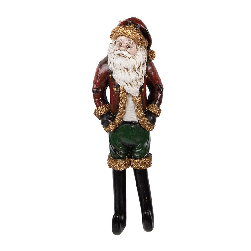 Clayre & Eef Wandrelief „Weihnachtsmann Wand-Garderobe“ aus Polyresin, 13x7x39 cm (6PR5588)