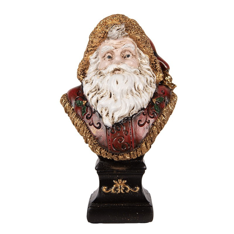 Clayre & Eef Dekobüste „Weihnachtsmann Klassik“ aus Polyresin in Rot-Gold, 10x8x17 cm (6PR5589)