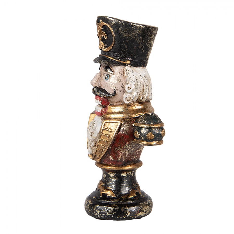 Nostalgische Weihnachts-Dekofigur Nussknacker-Büste Rot-Gold Polyresin 9x6x15 cm von Clayre & Eef (6PR5591)