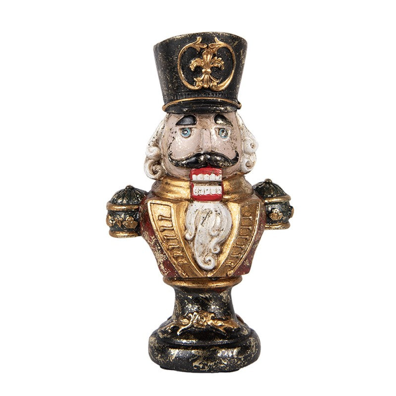 Nostalgische Weihnachts-Dekofigur Nussknacker-Büste Rot-Gold Polyresin 9x6x15 cm von Clayre & Eef (6PR5591)