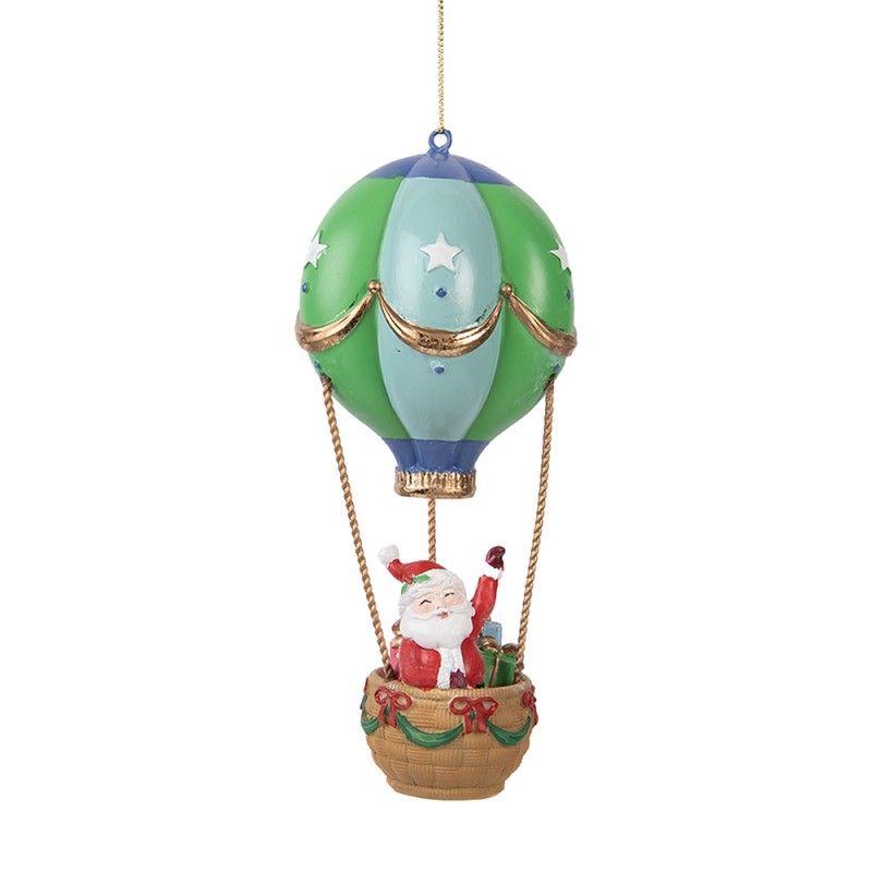 Clayre & Eef Dekohänger „Weihnachtsmann im Heißluftballon“ aus Polyresin, 9x9x19 cm (6PR5613)