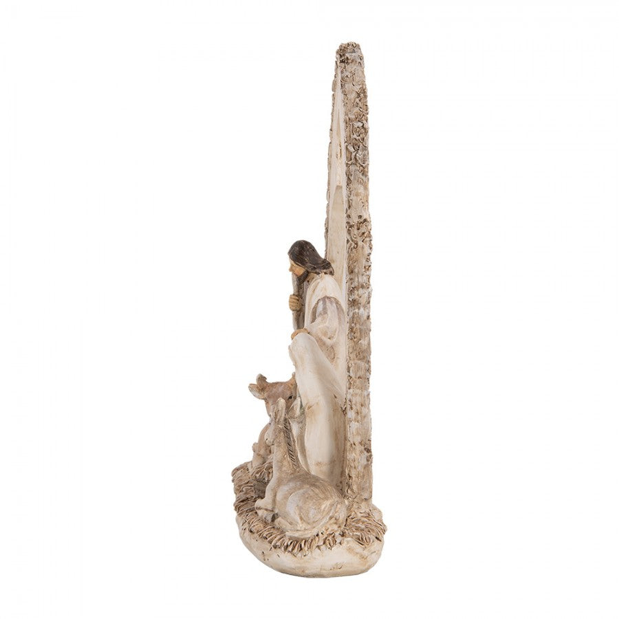 Weihnachtsdekorationsfigur Krippe gotischer Bogen Ochse Esel Beige 18x7x22 cm von Clayre & Eef (6PR5645)