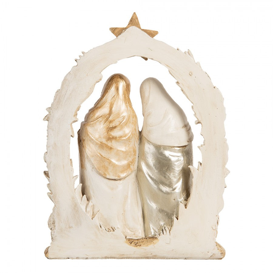 Weihnachtsdekorationsfigur Krippe Bogen Stern Heilige Familie Lämmer Gold Beige 19x7x24 cm von Clayre & Eef (6PR5646)