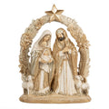 Weihnachtsdekorationsfigur Krippe Bogen Stern Heilige Familie Lämmer Gold Beige 19x7x24 cm von Clayre & Eef (6PR5646)