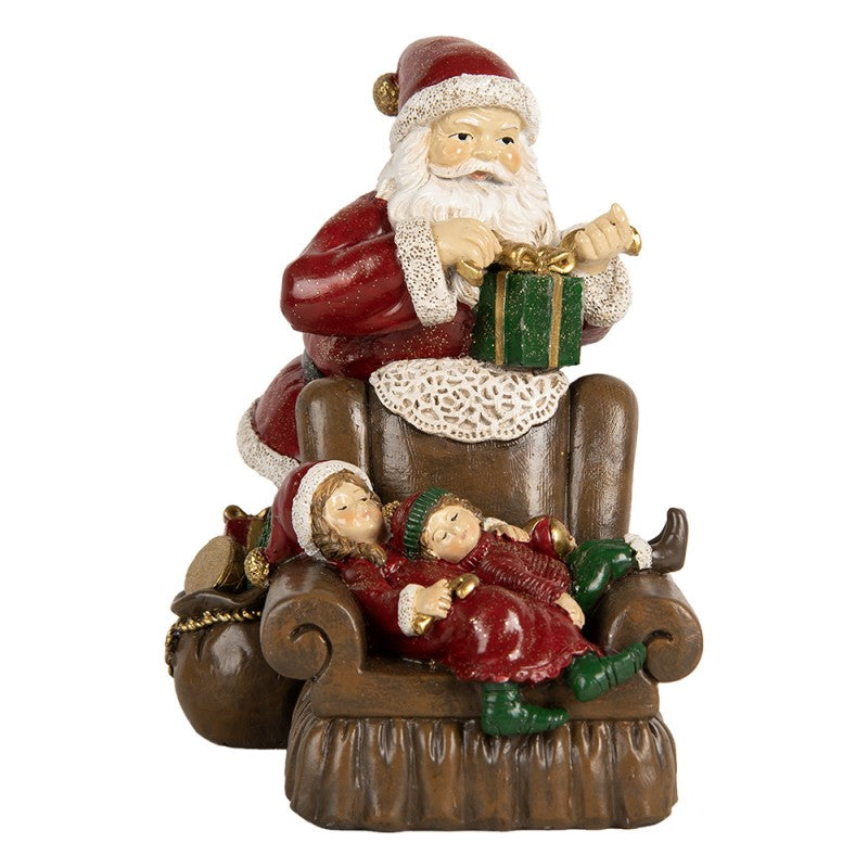 Clayre & Eef Dekofigur „Weihnachtsmann mit Kindern“ aus Polyresin, 17x13x18 cm (6PR5668)
